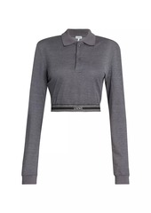 Loewe Cotton & Silk-Blend Cropped Long-Sleeve Polo Shirt