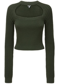 Loewe Cropped Wool Blend Rib Knit Sweater