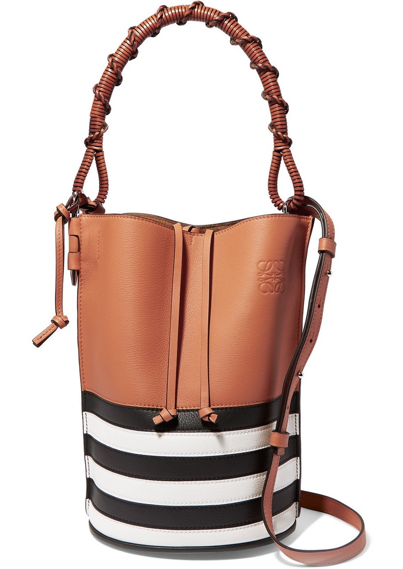 Gate Striped Textured-leather Bucket Bag