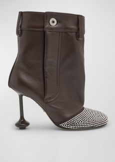 Loewe Leather Pant Boots with Strass Toe