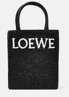 Loewe Standard A5 leather-trimmed raffia tote bag