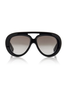 Loewe - Curvy Oversized Aviator-Frame Acetate Sunglasses - Black - OS - Moda Operandi