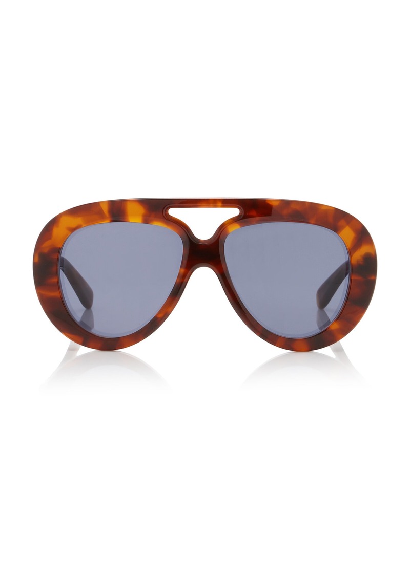 Loewe - Curvy Oversized Aviator-Frame Acetate Sunglasses - Brown - OS - Moda Operandi