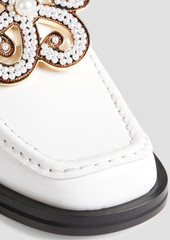Loewe - Embellished leather loafers - White - EU 39