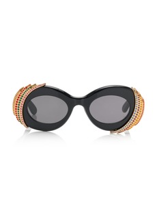 Loewe - Paula's Ibiza Round-Frame Crystal Acetate Sunglasses - Black - OS - Moda Operandi