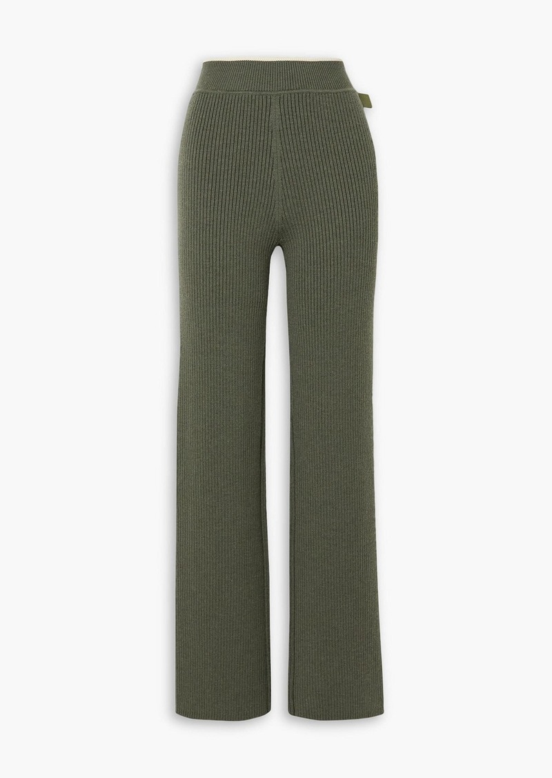 Loewe - Ribbed wool wide-leg pants - Green - M