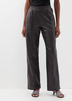 Loewe - Straight-leg Leather Track Pants - Womens - Dark Brown - L