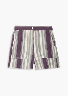 Loewe - Striped linen and cotton-blend shorts - Purple - FR 32