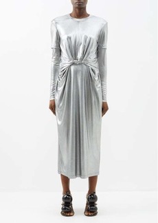 Loewe - Twisted-waist Satin Dress - Womens - Silver