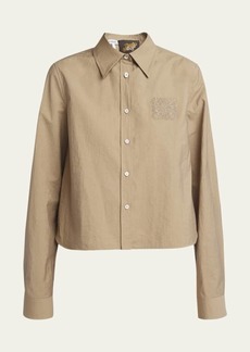 Loewe Anagram Embroidered Button Down Trapeze Blouse