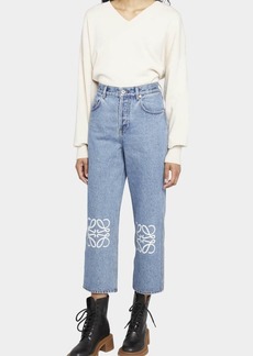 Loewe Anagram Embroidered Cropped Jeans