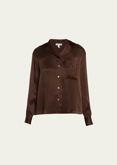 Loewe Anagram Silk Button-Front Pajama Blouse