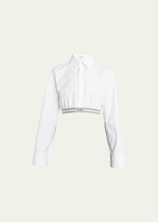 Loewe Button-Down Cropped Top with Logo Waistband