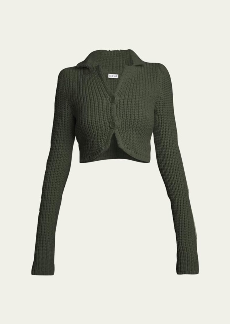 Loewe Collared Crop Knit Cardigan