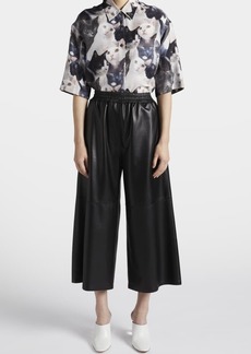 Loewe Cropped Wide-Leg Pull-On Leather Pants