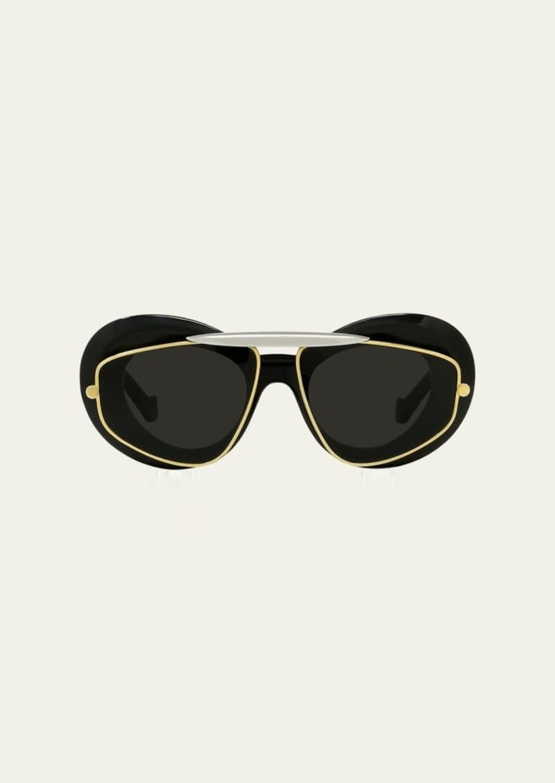 Loewe Double Frame Mixed-Media Aviator Sunglasses