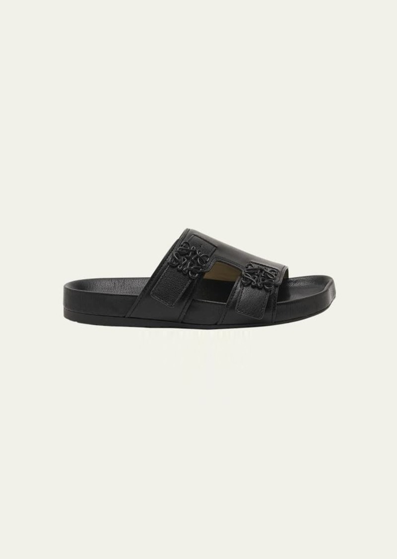 Loewe Ease Leather Dual-Buckle Slide Sandals