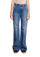 Loewe Flared High-Rise Washed Denim Jeans