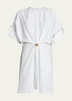 Loewe Gathered Mini Dress with Button Detail