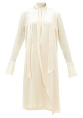 Loewe Gathered-neck draped asymmetric satin dress