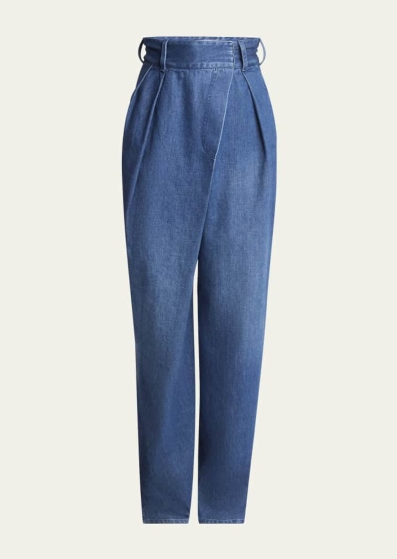 Loewe High-Waist Pleated Wrap Jeans