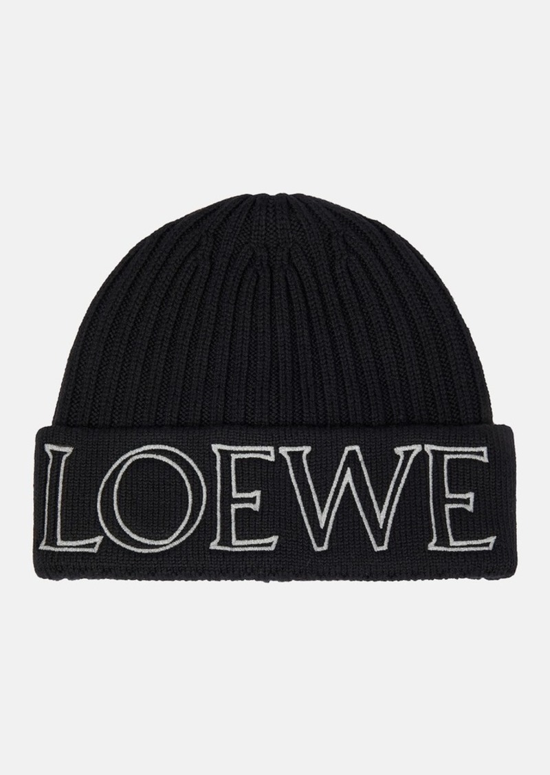 Loewe Logo ribbed wool beanie
