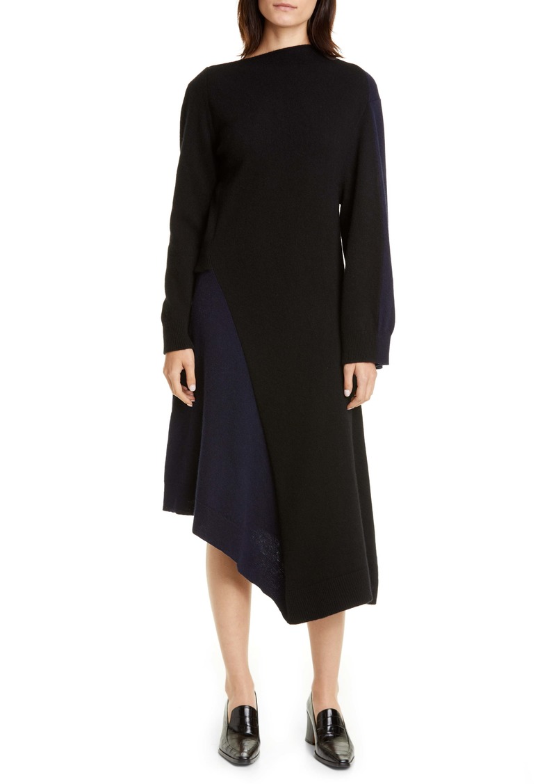 Loewe Long Sleeve Asymmetrical Wool & Cashmere Sweater Dress