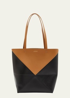 Loewe Puzzle Fold Medium Tote Bag in Shiny Bicolor Leather