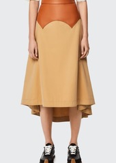 Loewe Obi High-Low Skirt w/ Leather Waistband