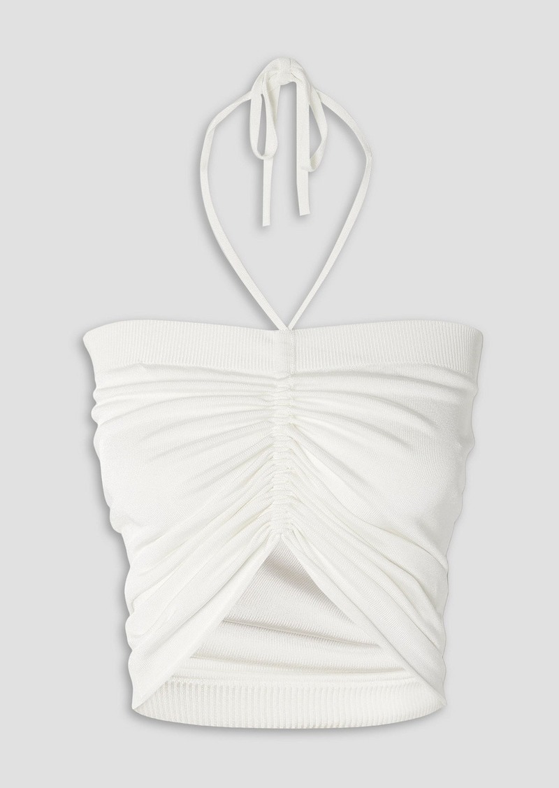 Loewe - Paula's Ibiza cropped ruched knitted halterneck top - White - L