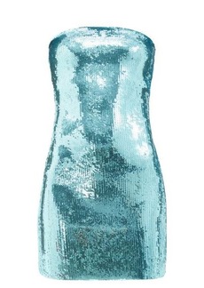 Loewe Paula's Ibiza - Sequinned Bandeau Mini Dress - Womens - Blue