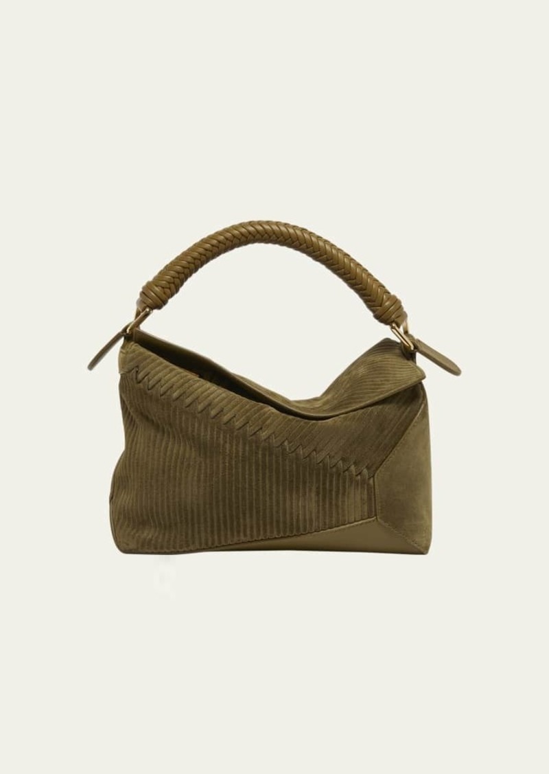 Loewe Puzzle Edge Small Suede Top-Handle Bag