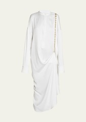 Loewe Silk Long Shirtdress with Chain Drape Detail