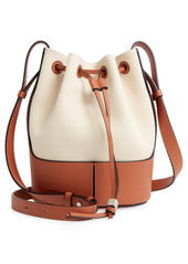 Loewe Small Balloon Woven Cotton & Leather Bucket Bag in Ecru/Tan at Nordstrom