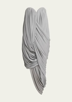 Loewe Strapless Draped Bustier Asymmetric Midi Dress