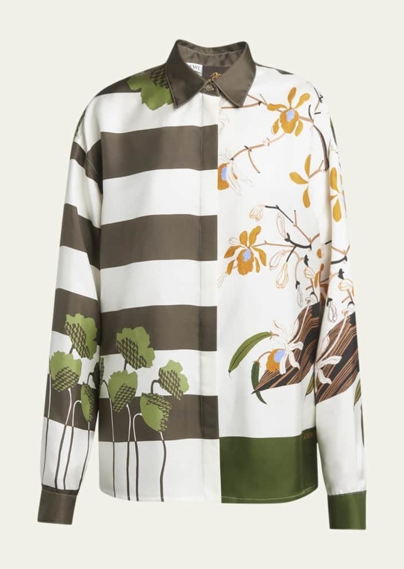 Loewe x Paula Ibiza Mixed-Print Button Down Blouse