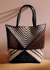 LOEWE x Paula's Ibiza 4FA Striped Raffia Foldable Tote Bag