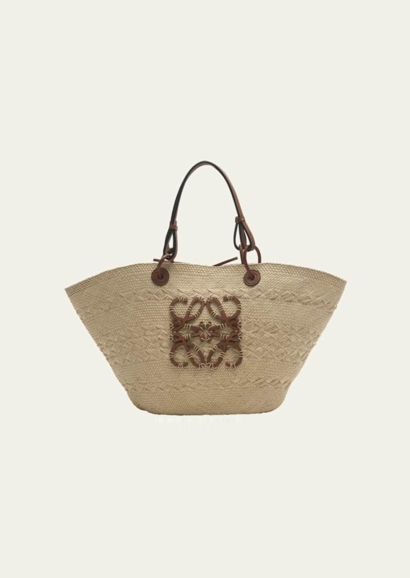 Loewe x Paula's Ibiza Anagram Basket Bag in Iraca Palm with Leather Handles