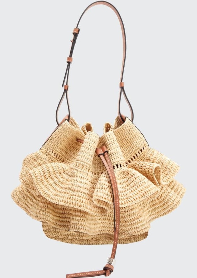 Paulas Ibiza Raffia Crossbody Bag in Beige - Loewe