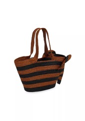 LOEWE x Paula's Ibiza Elephant Striped Raffia Basket Bag