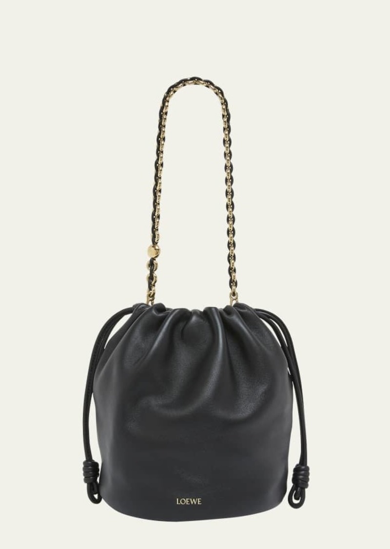 Loewe x Paula’s Ibiza Flamenco Bucket Bag in Napa Leather with Chain