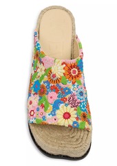 LOEWE x Paula's Ibiza Floral-Embroidered Canvas Espadrille Sandals