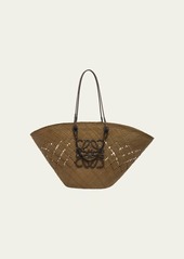 Loewe x Paula’s Ibiza Large Anagram Basket Tote Bag in Iraca Palm with Leather Handles
