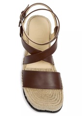 LOEWE x Paula's Ibiza Petal Leather Espadrille Wedge Sandals