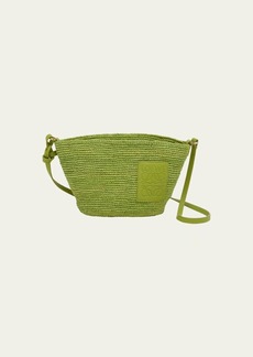 Loewe x Paula’s Ibiza Slit Pochette Bag in Raffia with Leather Strap