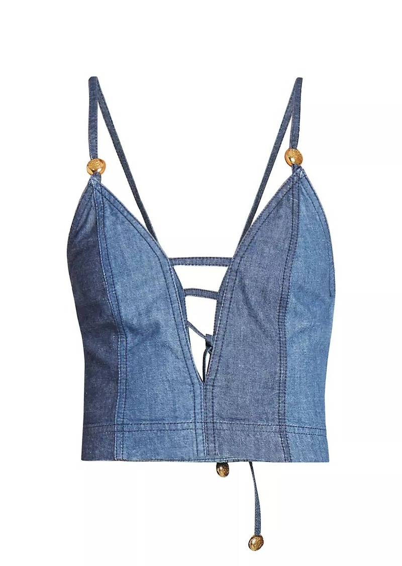 LOEWE x Paula's Ibiza Strappy Cotton Chambray Top