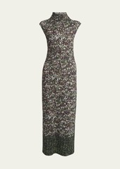 Loewe Yarn-Print Jersey Mock-Neck Column Dress