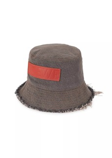 Loewe Logo Frayed Denim Bucket Hat