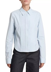 Loewe Pleated Cotton Button-Up Long-Sleeve Shirt