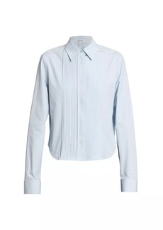 Loewe Pleated Cotton Button-Up Long-Sleeve Shirt